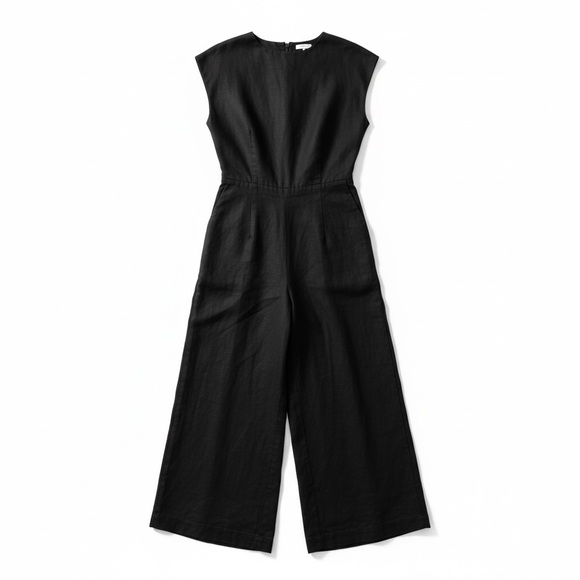 Wilfred Pants - Wilfred Black Sleeveless Wide-Leg linen blend back tie Jumpsuit size 4